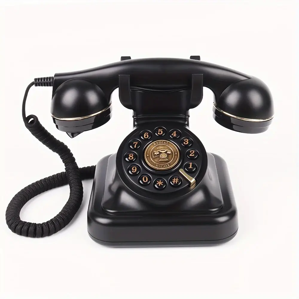 Téléphone d'or noir rétro